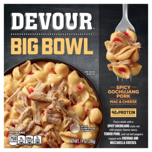 Devour Big Bowl Spicy Gochujang Pork Mac & Cheese, 14 oz