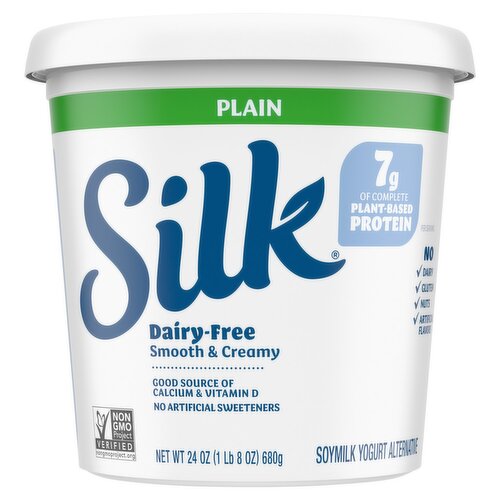 Silk Dairy-Free Smooth & Creamy Plain Soymilk Yogurt Alternative, 24 oz