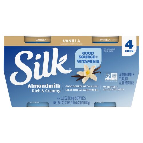 Silk Rich & Creamy Vanilla Almondmilk Yogurt Alternative, 5.3 oz, 4 count