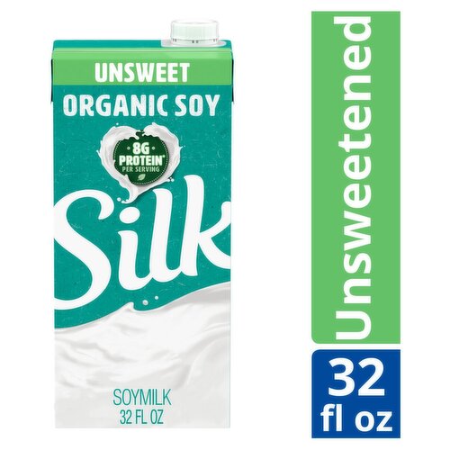 Silk Unsweet Organic Soymilk, 32 fl oz