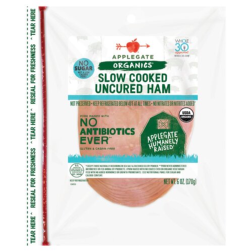 Applegate Organics Slow Cooked Uncured Ham, 6 oz