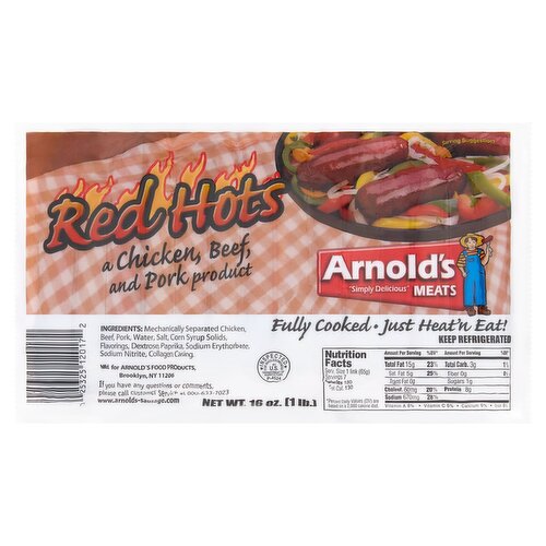 Arnold's Red Hots Sausage, 16 oz
