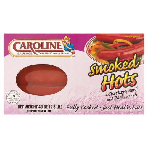 Caroline Smoked Hots Sausage, 40 oz