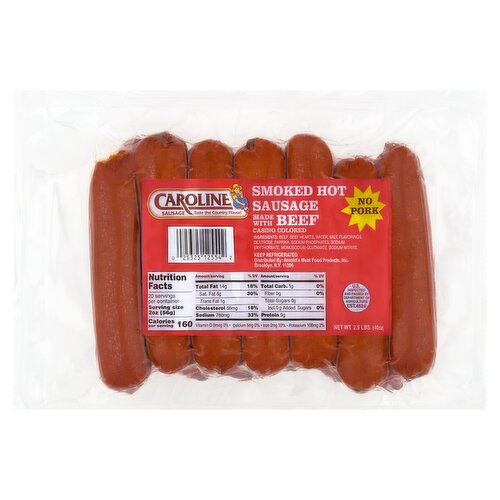 Caroline Smoked Hot Sausage, 40 oz