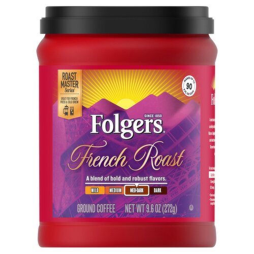 Folgers French Roast Med-Dark Ground Coffee, 9.6 oz