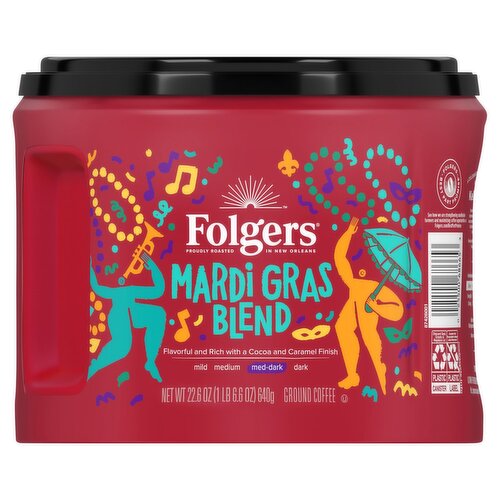 Folgers Mardi Gras Blend Med-Dark Ground Coffee, 22.6 oz