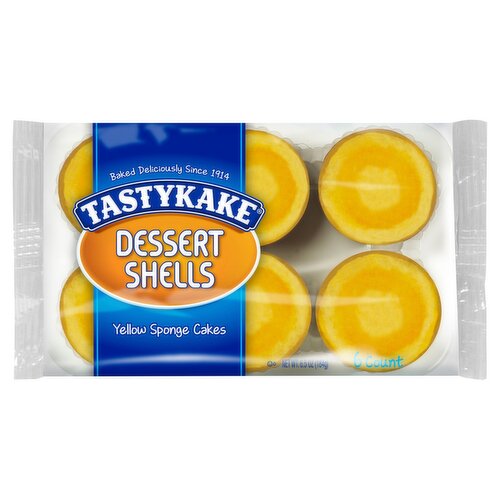 Tastykake Dessert Shells Yellow Sponge Cakes, 6 count, 6.5 oz