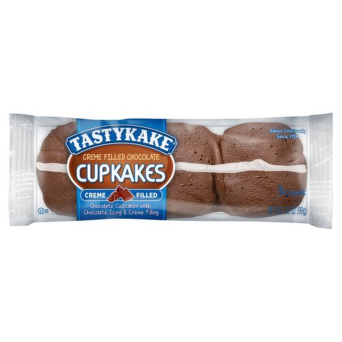 Tastykake Creme Filled Chocolate Cupkakes, 3 count, 3.5 oz