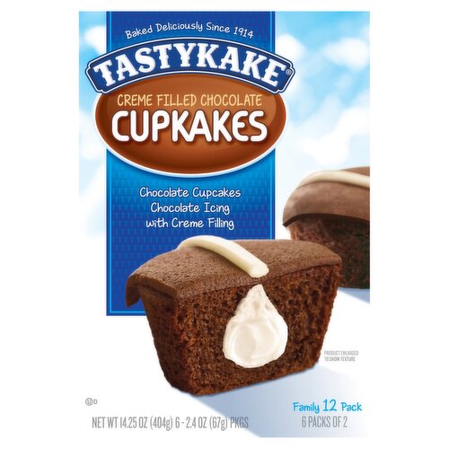 Tastykake Creme Filled Chocolate Cupkakes Family Pack, 2.4 oz, 12 count