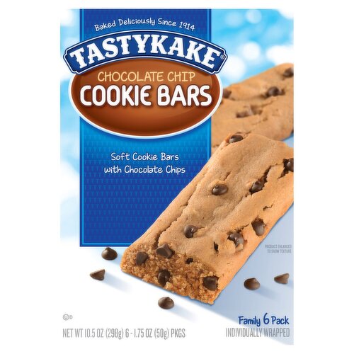 Tastykake Chocolate Chip Cookie Bars Family Pack, 1.75 oz, 6 count