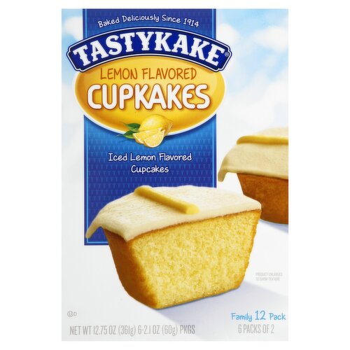 Tastykake Lemon Flavored Cupcakes Family Pack, 2.1 oz, 6 count