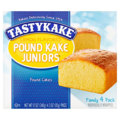 Tastykake Pound Kake Juniors Lemon Flavored Pound Cakes Family Pack, 3 oz, 4 count