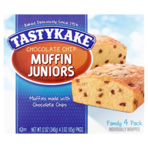 Tastykake Muffin Juniors Chocolate Chip Muffins Family Pack, 3 oz, 4 count