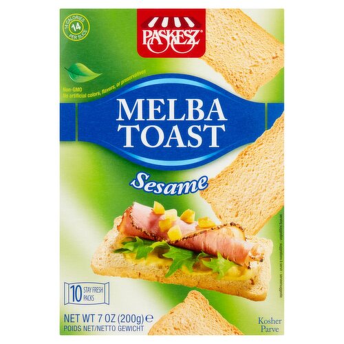 Paskesz Sesame Melba Toast, 10 Packs, 7 oz