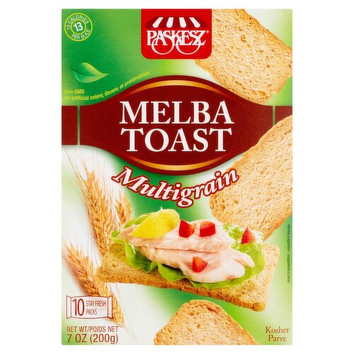 Paskesz Multigrain Melba Toast, 10 packs, 7 oz