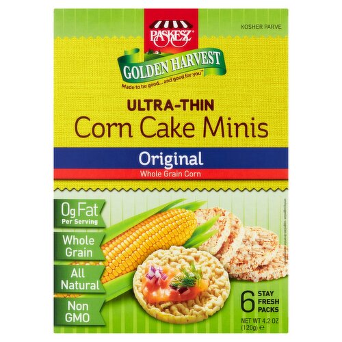 Paskesz Golden Harvest Original Ultra-Thin Corn Cake Minis, 6 count, 4.2 oz