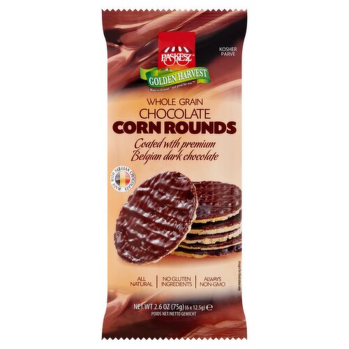 Paskesz Golden Harvest Whole Grain Chocolate Corn Rounds, 6 count, 2.6 oz