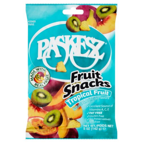 Paskesz Tropical Fruit Snacks, 5 oz