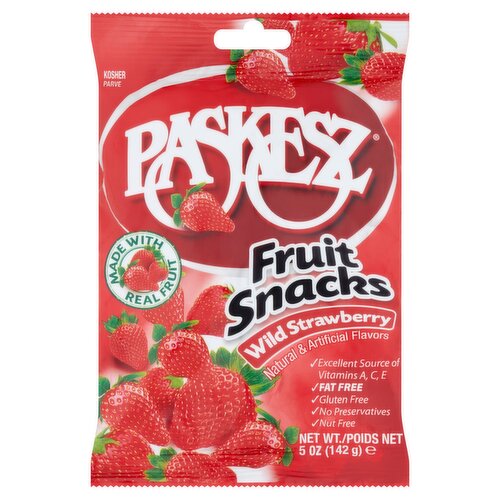 Paskesz Wild Strawberry Fruit Snacks, 5 oz