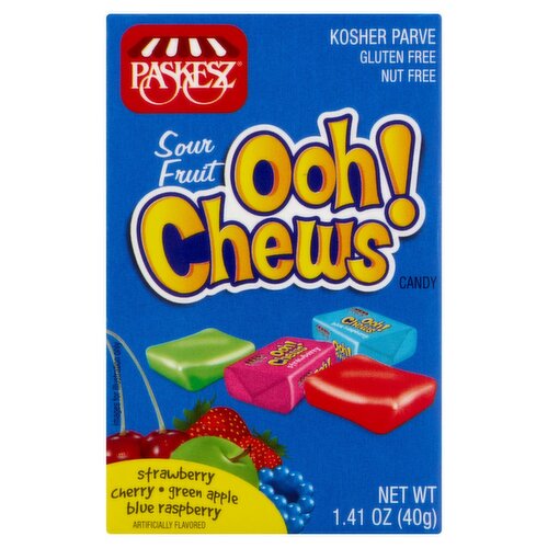 Paskesz Sour Fruit Ooh! Chews Candy, 1.41 oz