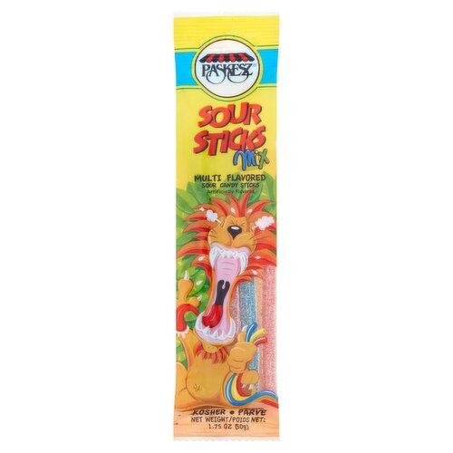 Paskesz Mix Multi Flavored Sour Candy Sticks, 1.75 oz