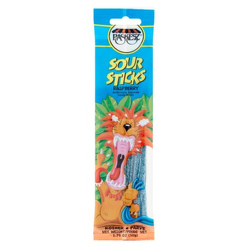 Paskesz Raspberry Sour Candy Sticks, 1.75 oz
