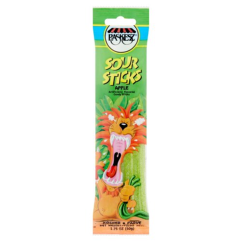 Paskesz Apple Sour Candy Sticks, 1.75 oz