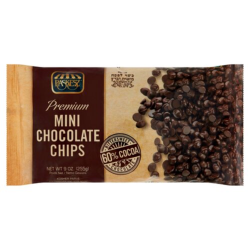 Paskesz Premium Mini Bittersweet Chocolate Chips, 9 oz