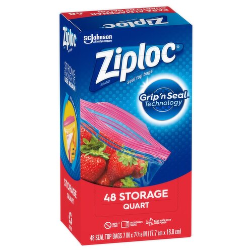 Ziploc Storage Quart Seal Top Bags, 48 count