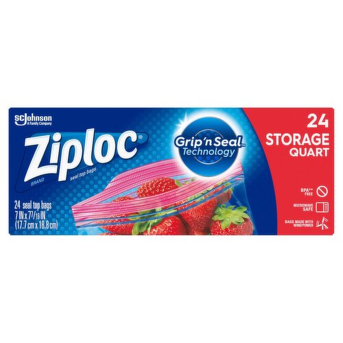 Ziploc Storage Quart Seal Top Bags, 24 count