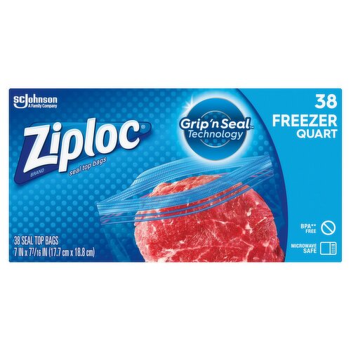 Ziploc Freezer Quart Seal Top Bags, 38 count