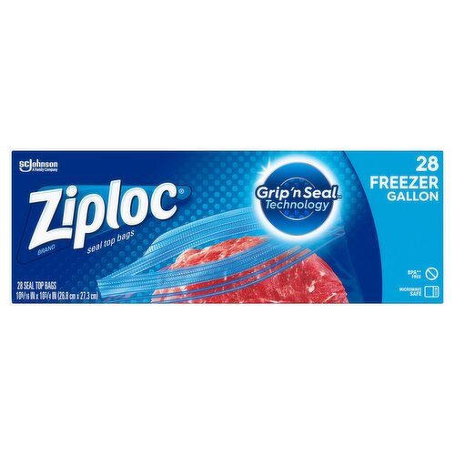 Ziploc Freezer Gallon Seal Top Bags, 28 count