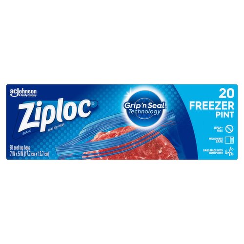 Ziploc Freezer Pint Seal Top Bags, 20 count