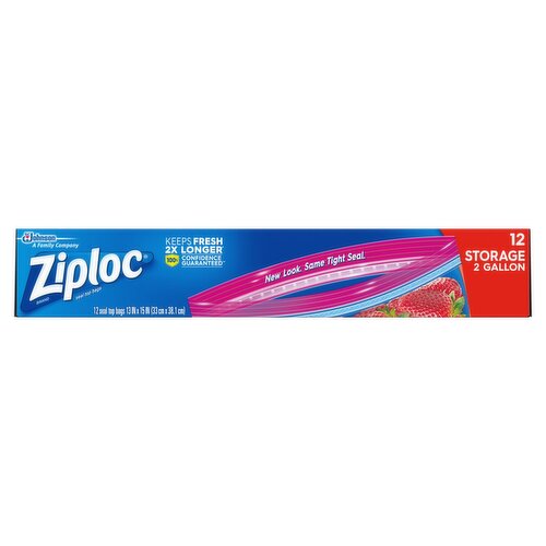 Ziploc Storage 2 Gallon Seal Top Bags, 12 count