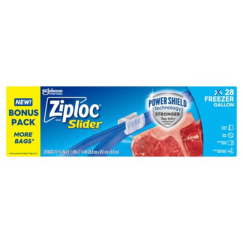 Ziploc Freezer Gallon Slider Bags, 28 count