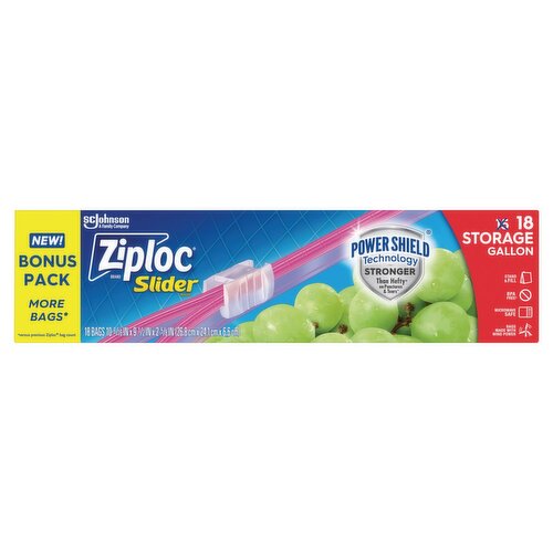 Ziploc Storage Gallon Slider Bags Bonus Pack, 18 count