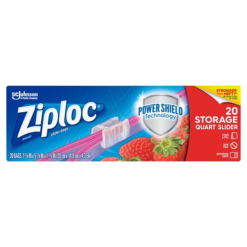 Ziploc Storage Quart Slider Bags, 20 count