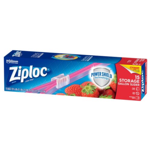 Ziploc Storage Gallon Slider Bags, 15 count