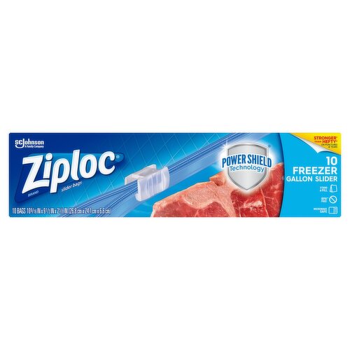 Ziploc Freezer Gallon Slider Bags, 10 count