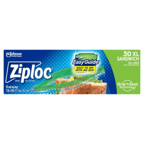 Ziploc XL Sandwich Seal Top Bags, 30 count