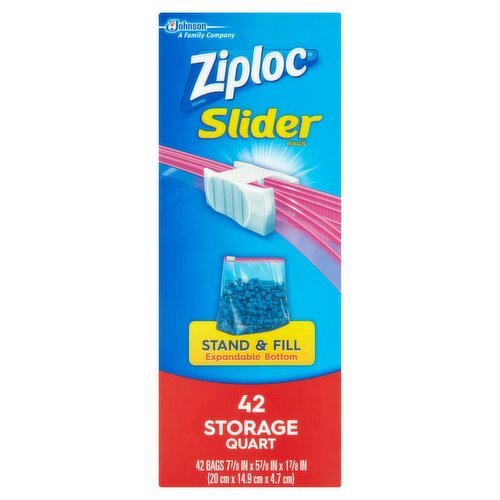 Ziploc Storage Quart Slider Bags, 42 count