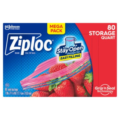 Ziploc Brand Storage Quart Seal Top Bags Mega Pack, 80 count