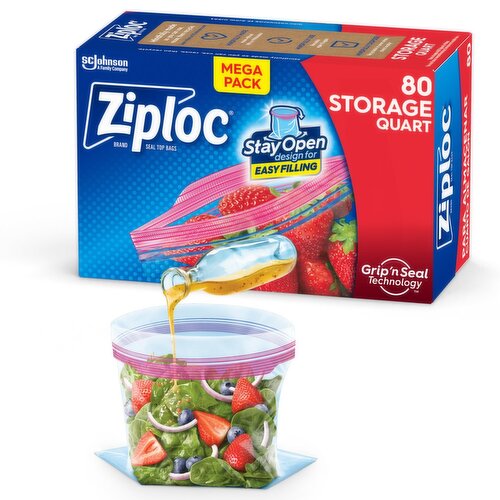 Ziploc Storage Quart Seal Top Bags Mega Pack, 80 count