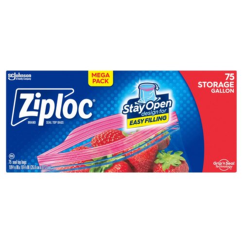 Ziploc Storage Gallon Seal Top Bags Mega Pack, 75 count