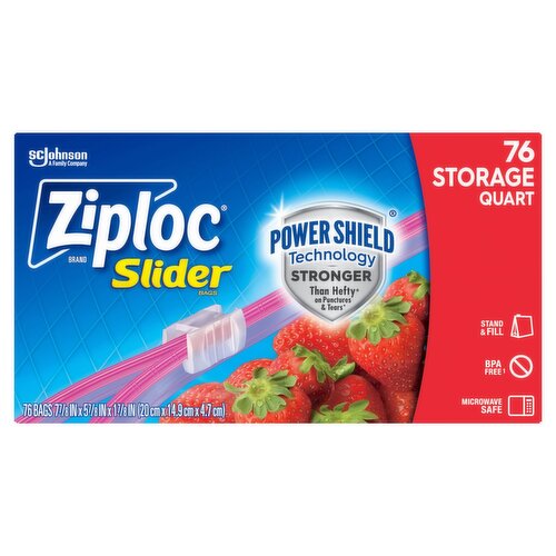 Ziploc Storage Quart Slider Bags, 76 count