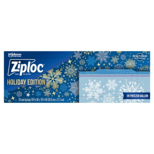 Ziploc Brand Freezer Gallon Seal Top Bags Holiday Edition, 28 count