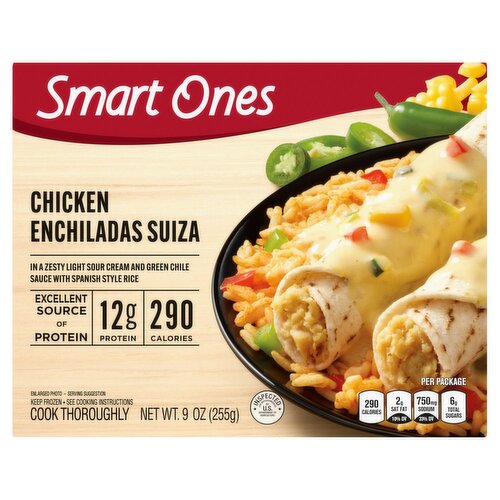 Smart Ones Chicken Enchiladas Suiza w/ Sour Cream, Green Chile & Spanish Rice Frozen Meal, 9 oz Box