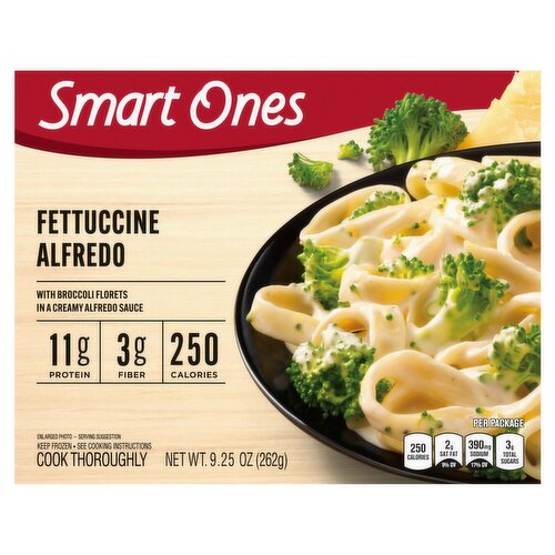 Smart Ones Fettuccine Alfredo with Broccoli Florets & Creamy Alfredo Sauce, 9.25 oz Box