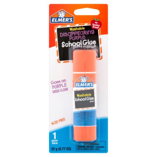 Elmer's Washable Disappearing Purple School Glue Stick, 0.77 oz