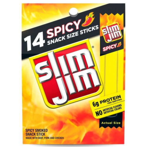 Slim Jim Spicy Smoked Snack Stick, 0.28 oz, 14 count